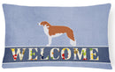 Borzoi Russian Greyhound Welcome Canvas Fabric Decorative Pillow BB5503PW1216