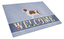 Welsh Springer Spaniel Welcome Cutting Board Tempered Glass Kitchen Cutting Surface, Heat Resistant Chopping, Non-Slip Feet, Food Prep & Serving