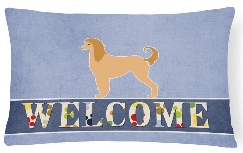 Afghan Hound Welcome Canvas Fabric Decorative Pillow BB5510PW1216