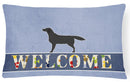 Black Labrador Retriever Welcome Canvas Fabric Decorative Pillow BB5512PW1216