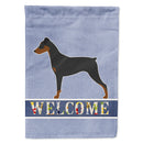 German Pinscher Welcome House Flag 28x40 Porch Sleeve Pole Decorative Outside Yard Banner Artwork Wall Hanging, Polyester