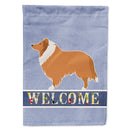 Collie Welcome House Flag 28x40 Porch Sleeve Pole Decorative Outside Yard Banner Artwork Wall Hanging, Polyester