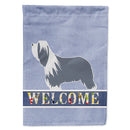 Bearded Collie Welcome House Flag 28x40 Porch Sleeve Pole Decorative Outside Yard Banner Artwork Wall Hanging, Polyester