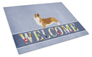 Corgi Welcome Cutting Board Tempered Glass Kitchen Cutting Surface, Heat Resistant Chopping, Non-Slip Feet, Food Prep & Serving