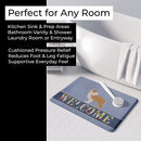 Red Border Collie Welcome Memory Foam Kitchen Mat Machine Washable Anti-Fatigue Cushion Comfort Bath or Kitchen Rug