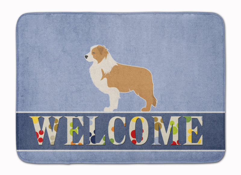 Red Border Collie Welcome Machine Washable Memory Foam Mat BB5526RUG