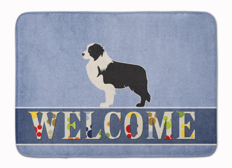 Black Border Collie Welcome Machine Washable Memory Foam Mat BB5527RUG