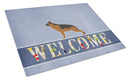 German Shepherd Welcome Cutting Board Tempered Glass Kitchen Cutting Surface, Heat Resistant Chopping, Non-Slip Feet, Food Prep & Serving