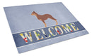Australian Kelpie Dog Welcome Cutting Board Tempered Glass Kitchen Cutting Surface, Heat Resistant Chopping, Non-Slip Feet, Food Prep & Serving