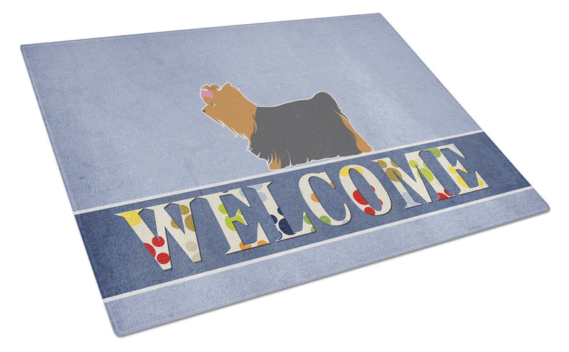 Yorkshire Terrier Yorkie Welcome Glass Cutting Board Large BB5538LCB