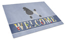 Poodle Welcome Cutting Board Tempered Glass Kitchen Cutting Surface, Heat Resistant Chopping, Non-Slip Feet, Food Prep & Serving