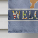 Pomeranian Welcome House Flag 28x40 Porch Sleeve Pole Decorative Outside Yard Banner Artwork Wall Hanging, Polyester