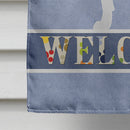Boston Terrier Welcome House Flag 28x40 Porch Sleeve Pole Decorative Outside Yard Banner Artwork Wall Hanging, Polyester