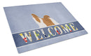 Shih Tzu Welcome Cutting Board Tempered Glass Kitchen Cutting Surface, Heat Resistant Chopping, Non-Slip Feet, Food Prep & Serving