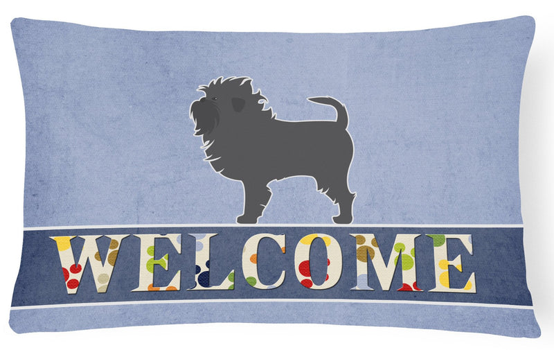 Affenpinscher Welcome Canvas Fabric Decorative Pillow BB5552PW1216