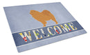 Chow Chow Welcome Cutting Board Tempered Glass Kitchen Cutting Surface, Heat Resistant Chopping, Non-Slip Feet, Food Prep & Serving