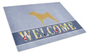 Shar Pei Merry Welcome Cutting Board Tempered Glass Kitchen Cutting Surface, Heat Resistant Chopping, Non-Slip Feet, Food Prep & Serving