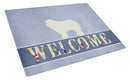 Komondor Welcome Cutting Board Tempered Glass Kitchen Cutting Surface, Heat Resistant Chopping, Non-Slip Feet, Food Prep & Serving