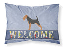 Airedale Terrier Welcome Fabric Standard Pillowcase – Artistic Decorative Front, White Back BB5561PILLOWCASE