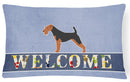 Airedale Terrier Welcome Canvas Fabric Decorative Pillow BB5561PW1216