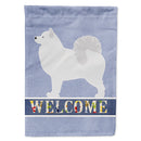 Samoyed Welcome House Flag 28x40 Porch Sleeve Pole Decorative Outside Yard Banner Artwork Wall Hanging, Polyester