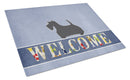 Scottish Terrier Welcome Cutting Board Tempered Glass Kitchen Cutting Surface, Heat Resistant Chopping, Non-Slip Feet, Food Prep & Serving