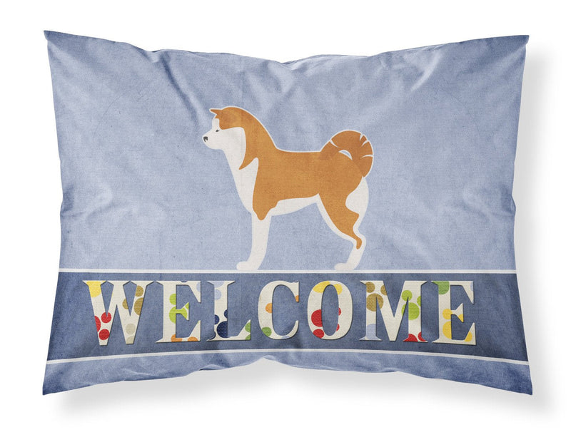 Akita Welcome Fabric Standard Pillowcase – Artistic Decorative Front, White Back BB5576PILLOWCASE