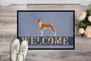 Basenji Welcome Doormat Indoor Outdoor 24H X 36W Front Door Mat Rugs for Entryway, Non Slip Washable Low Pile,
