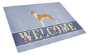 Basenji Welcome Cutting Board Tempered Glass Kitchen Cutting Surface, Heat Resistant Chopping, Non-Slip Feet, Food Prep & Serving