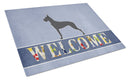 Great Dane Welcome Cutting Board Tempered Glass Kitchen Cutting Surface, Heat Resistant Chopping, Non-Slip Feet, Food Prep & Serving