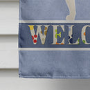 Bull Terrier Welcome House Flag 28x40 Porch Sleeve Pole Decorative Outside Yard Banner Artwork Wall Hanging, Polyester