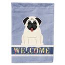 Pug Cream Welcome House Flag 28x40 Porch Sleeve Pole Decorative Outside Yard Banner Artwork Wall Hanging, Polyester