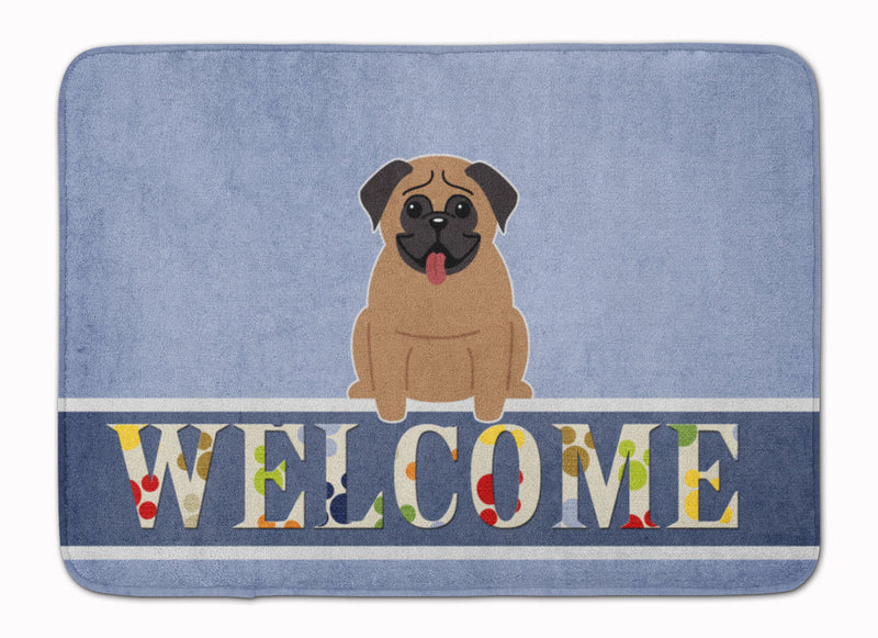 Pug Brown Welcome Machine Washable Memory Foam Mat BB5586RUG