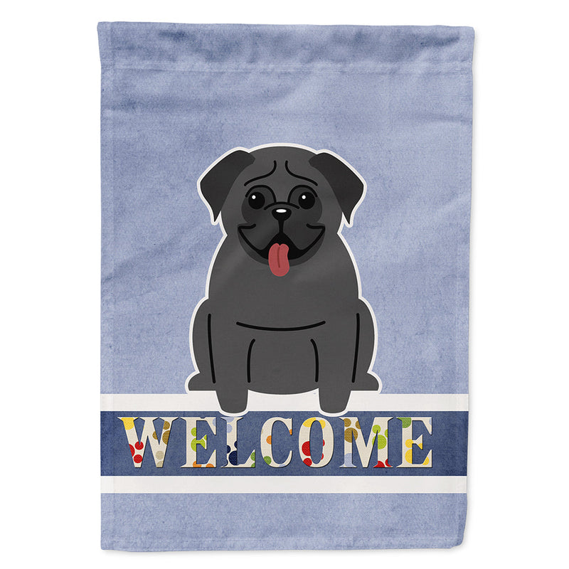 Pug Black Welcome Flag Canvas House Size BB5587CHF