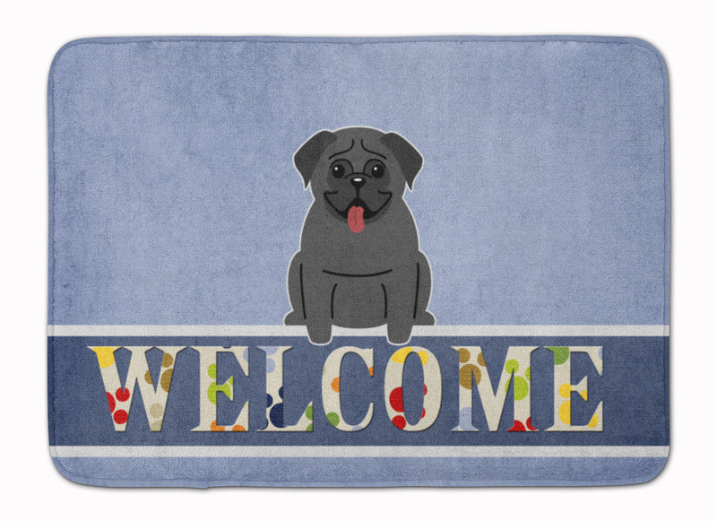 Pug Black Welcome Machine Washable Memory Foam Mat BB5587RUG