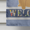 Pug Brown Welcome House Flag 28x40 Porch Sleeve Pole Decorative Outside Yard Banner Artwork Wall Hanging, Polyester