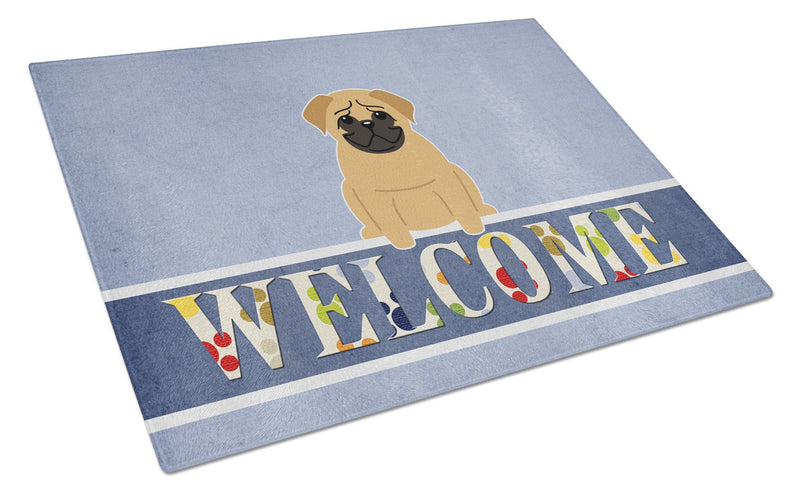 Pug Brown Welcome Glass Cutting Board Large BB5588LCB