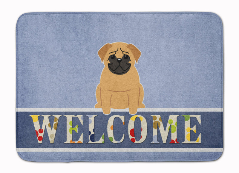 Pug Brown Welcome Machine Washable Memory Foam Mat BB5588RUG