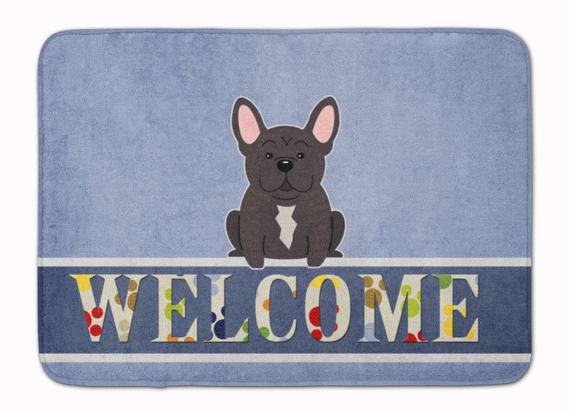 French Bulldog Brindle Welcome Machine Washable Memory Foam Mat BB5590RUG