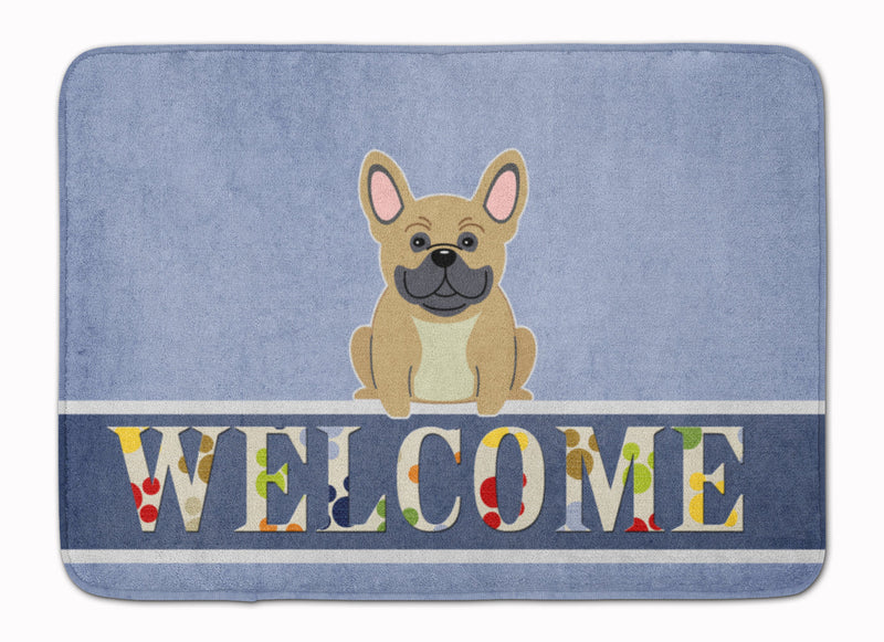 French Bulldog Cream Welcome Machine Washable Memory Foam Mat BB5591RUG