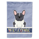 French Bulldog Black White Welcome House Flag 28x40 Porch Sleeve Pole Decorative Outside Yard Banner Artwork Wall Hanging, Polyester