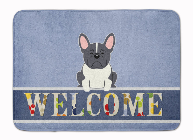 French Bulldog Black White Welcome Machine Washable Memory Foam Mat BB5593RUG