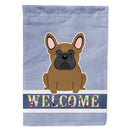 French Bulldog Brown Welcome House Flag 28x40 Porch Sleeve Pole Decorative Outside Yard Banner Artwork Wall Hanging, Polyester
