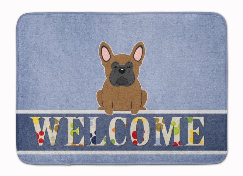 French Bulldog Brown Welcome Machine Washable Memory Foam Mat BB5594RUG