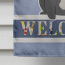 French Bulldog Black Welcome House Flag 28x40 Porch Sleeve Pole Decorative Outside Yard Banner Artwork Wall Hanging, Polyester
