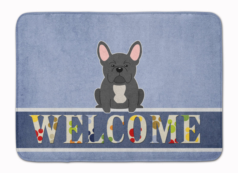 French Bulldog Black Welcome Machine Washable Memory Foam Mat BB5595RUG