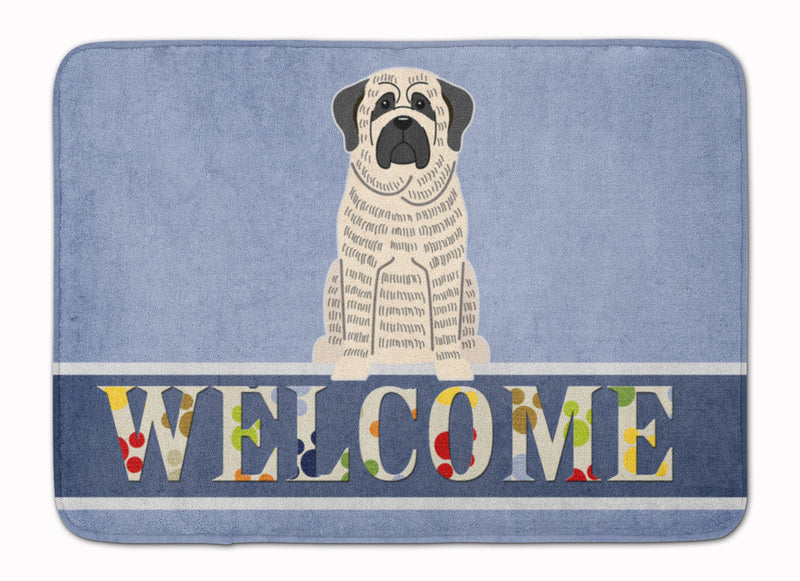 Mastiff Brindle White Welcome Machine Washable Memory Foam Mat BB5597RUG