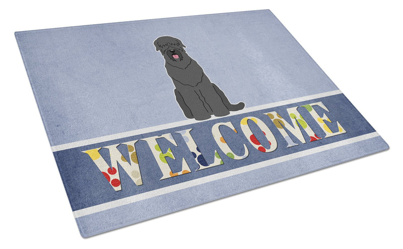 Black Russian Terrier Welcome Glass Cutting Boards – Durable, Decorative Kitchen Art Large BB5607LCB