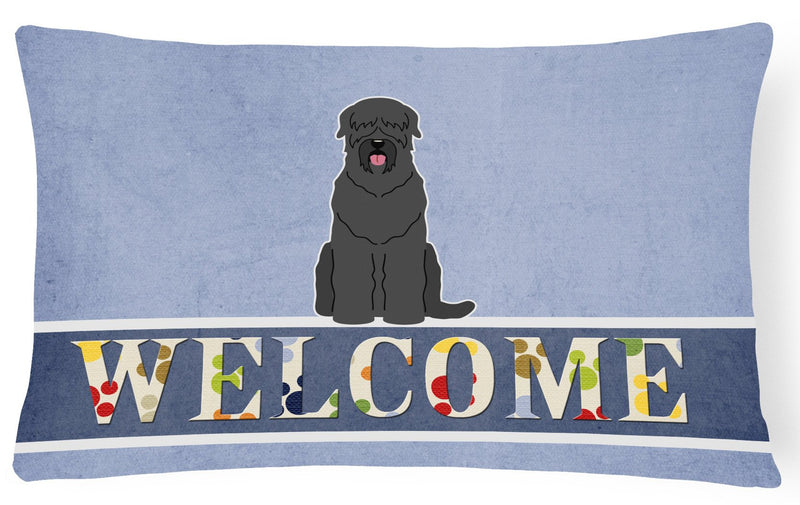 Black Russian Terrier Welcome Canvas Fabric Decorative Pillow BB5607PW1216