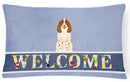 Russian Spaniel Welcome Decorative Throw Pillow 12x16 Indoor Outdoor Accent Cushion, Fabric Cover with Insert for Sofa, Bed, Porch & Living Room